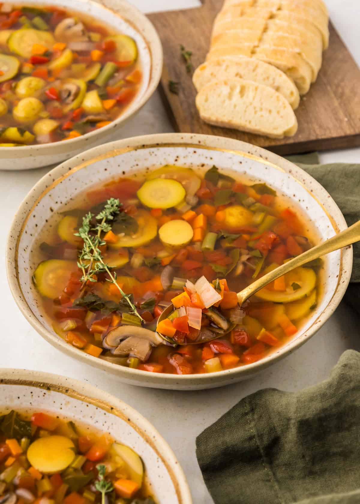 vegetable soup served with bread