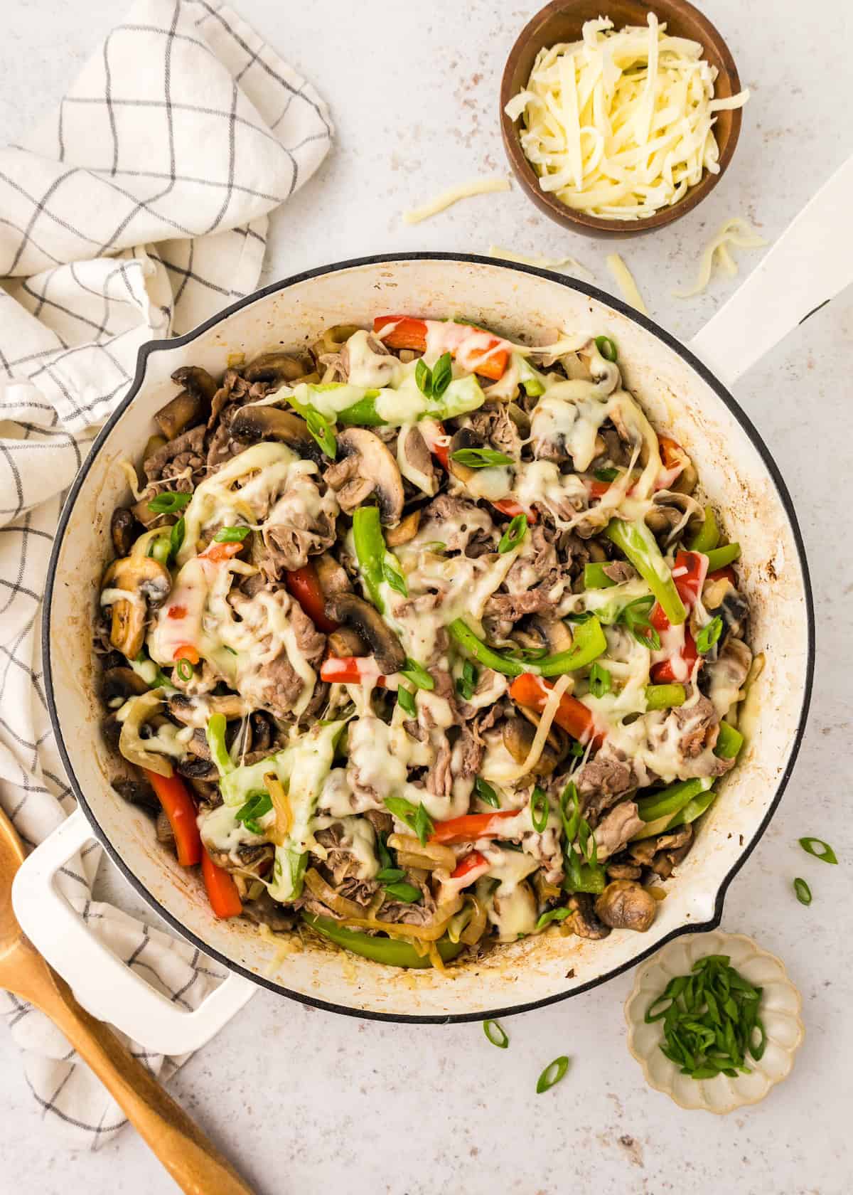 Cheesesteak Skillet in pan.