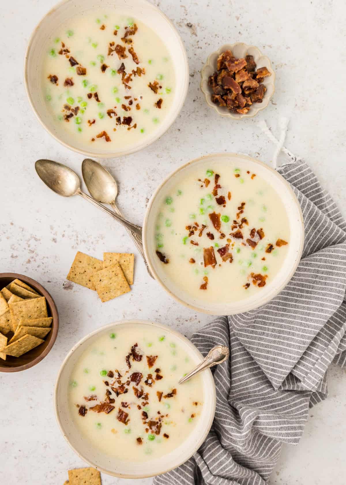 Cauliflower Soup served in bowls.