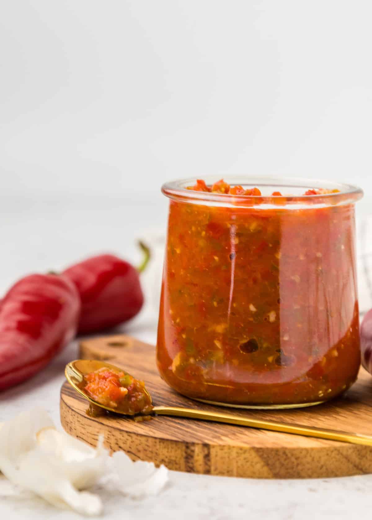A jar of Red Pepper Relish.