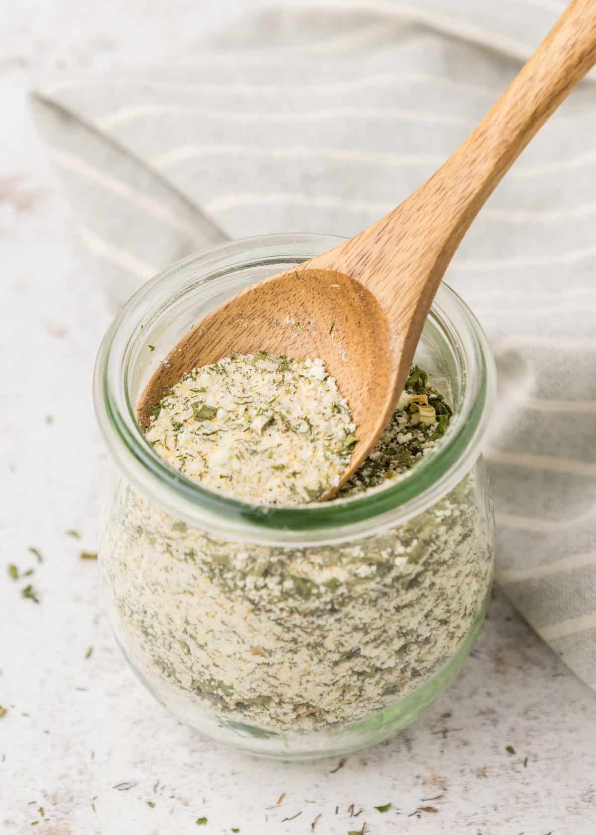 Ranch seasoning with spoon.
