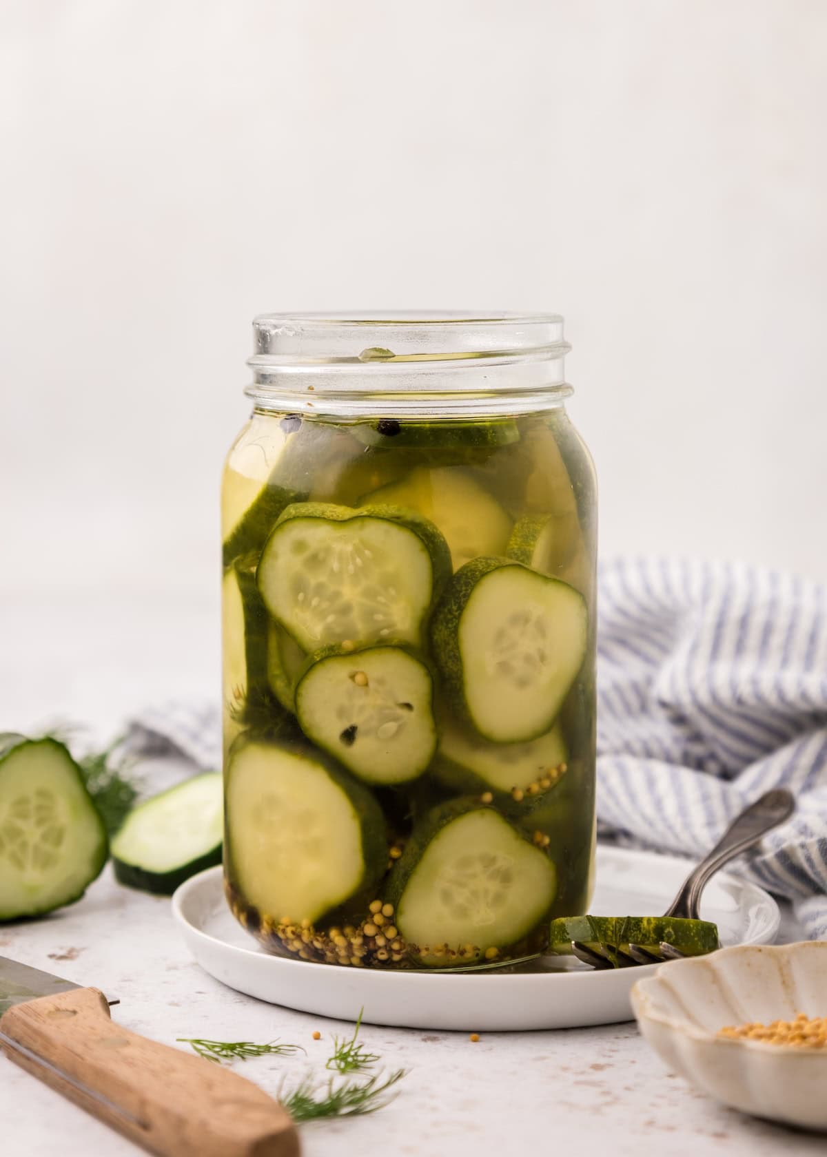 Homemade Pickles in a jar.