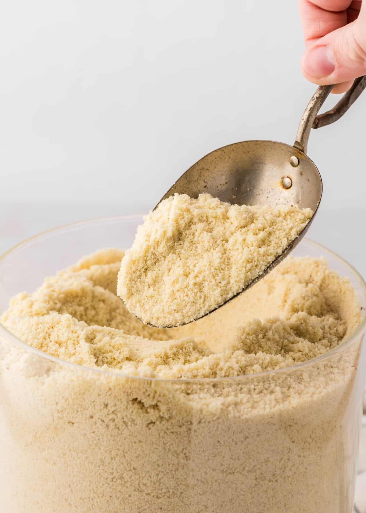 homemade almond meal scooped