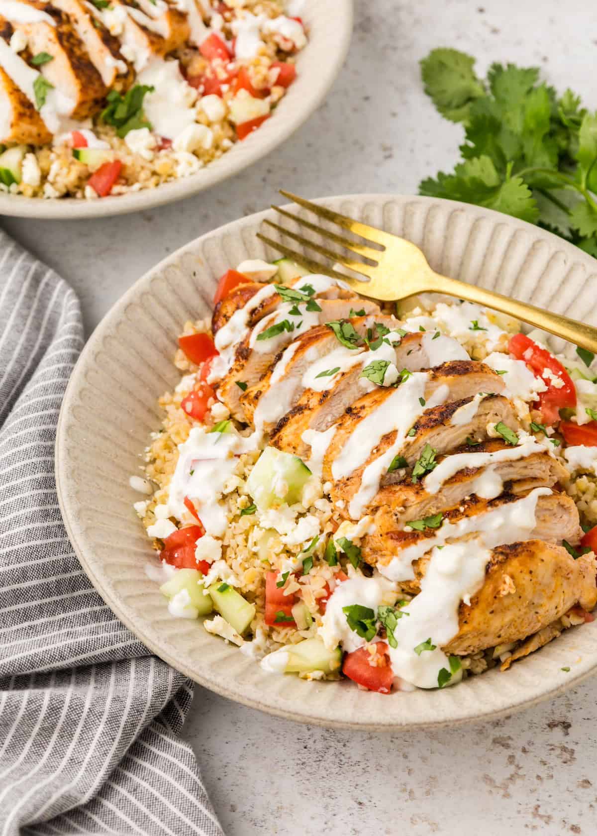 Close up of Chicken Tabbouleh.